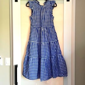 JCrew blue and white gingham midi dress